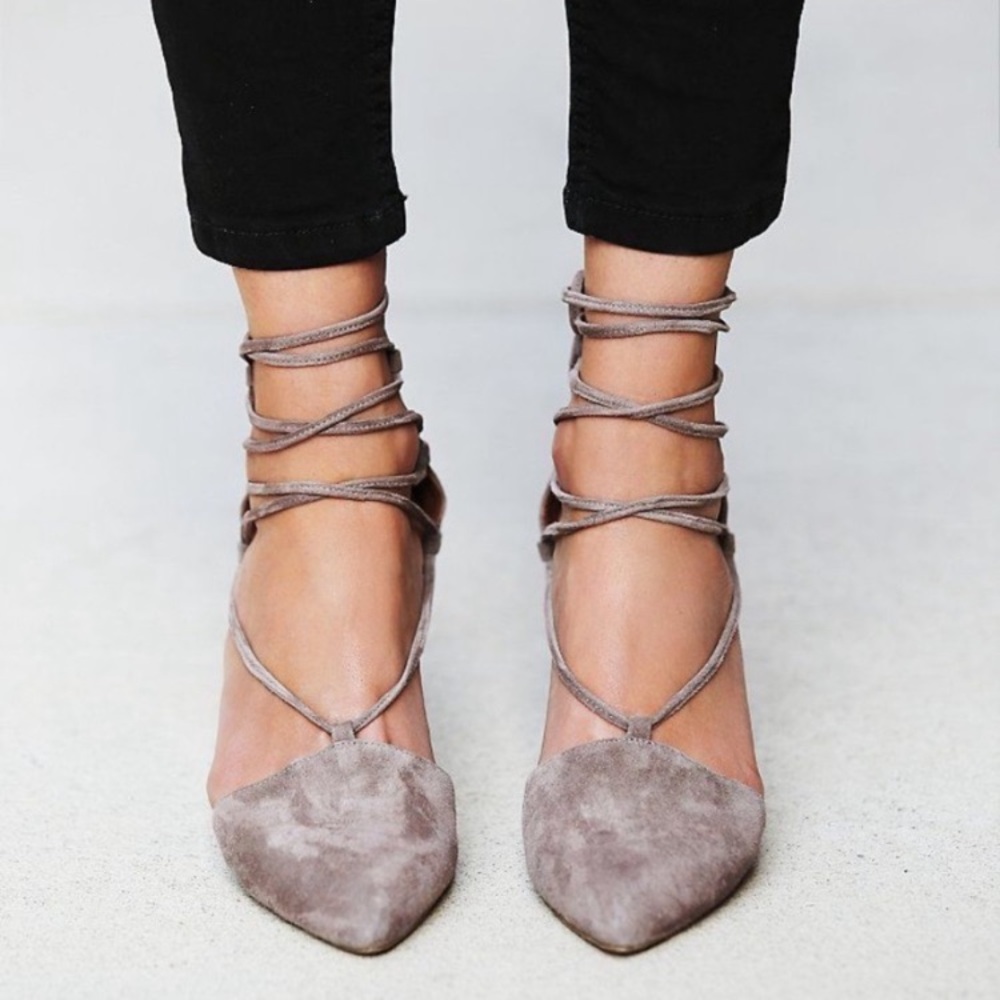 Free People Jeffrey Campbell Taupe Strappy Suede Heels